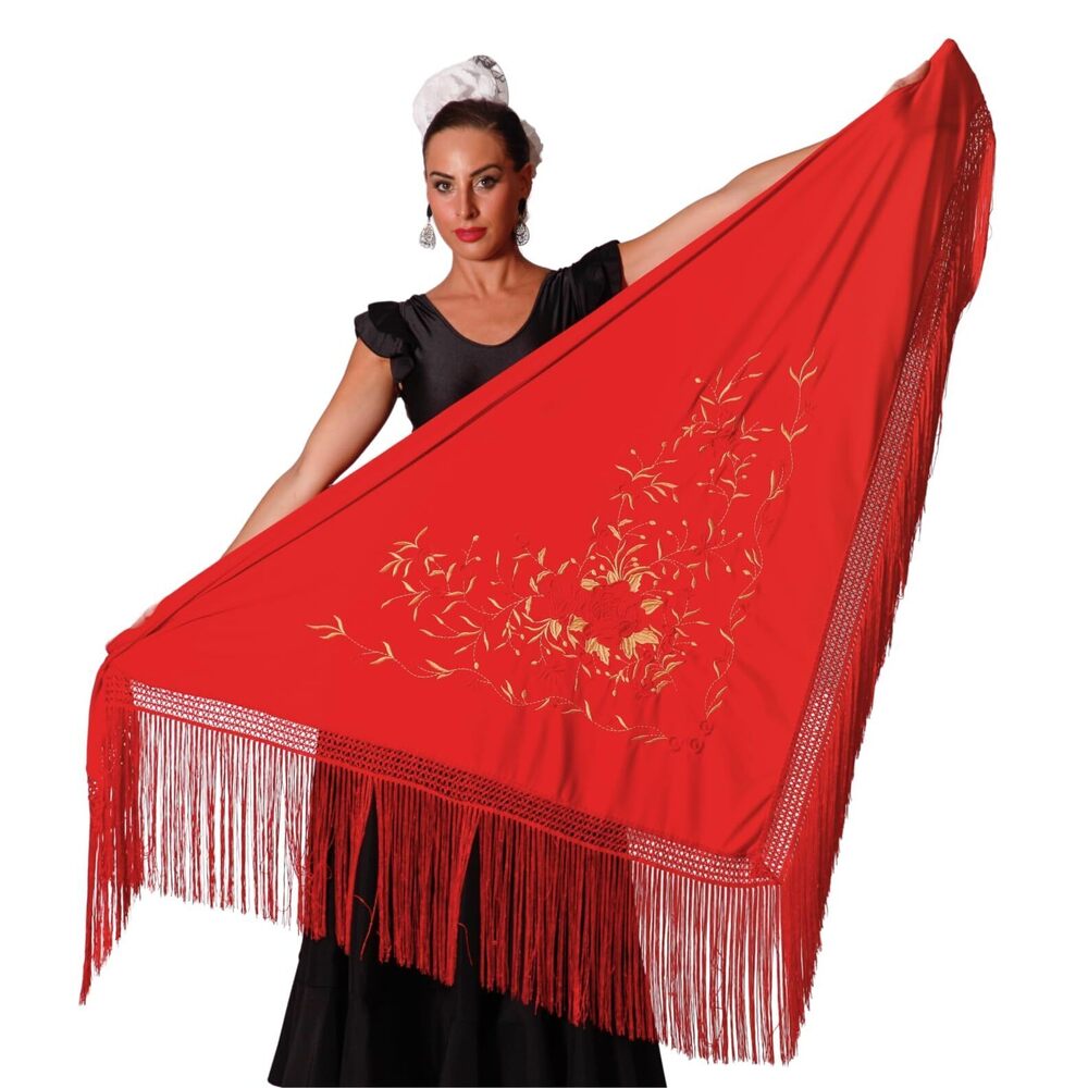 1564 Mantón Flamenco Grande. Medida 75x35cm Sin Contar Los Flecos
